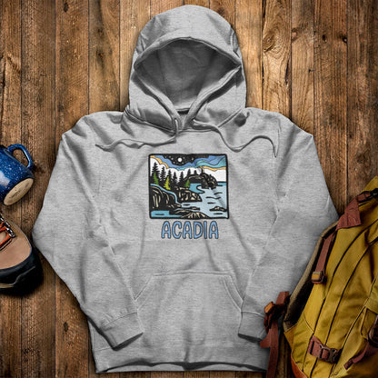 Acadia at Night Hoodie Sport Grey Adventure and Outdoors Themed Hoodie