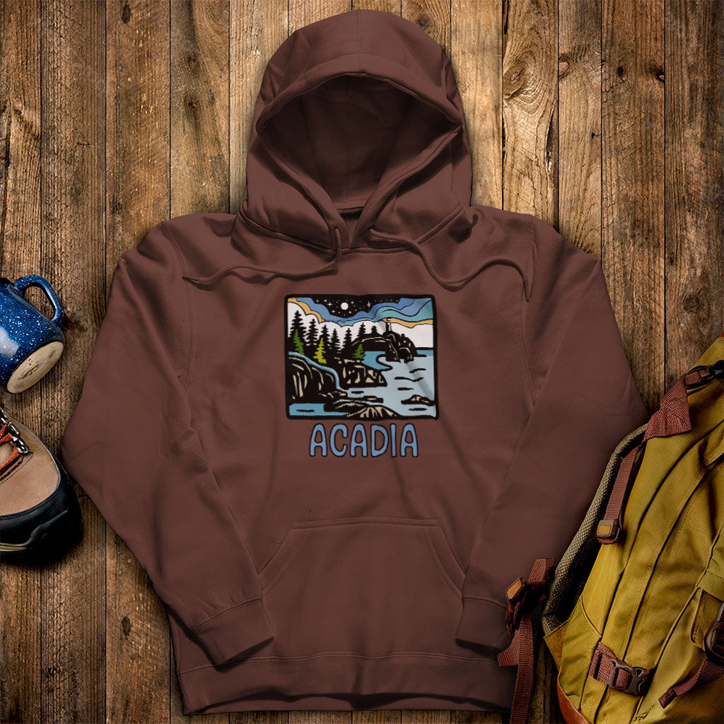 Acadia at Night Hoodie Cocoa Adventure and Outdoors Themed Hoodie