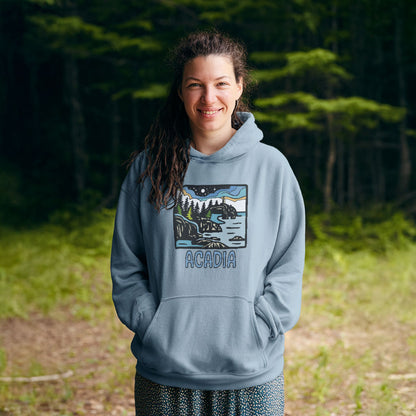 Acadia at Night Hoodie Adventure and Outdoors Themed Hoodie