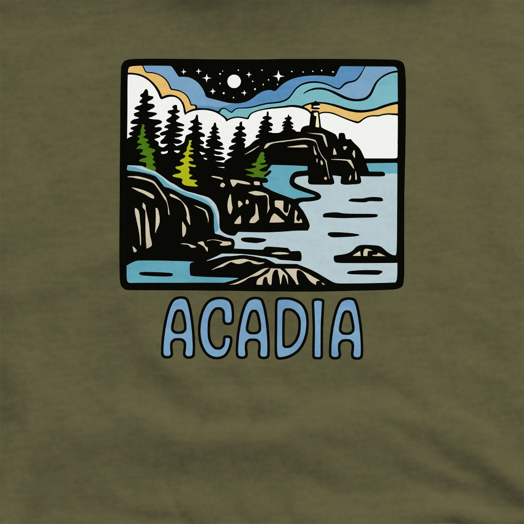 Acadia at Night Crewneck Sweatshirt Adventure and Outdoors Themed Sweatshirt