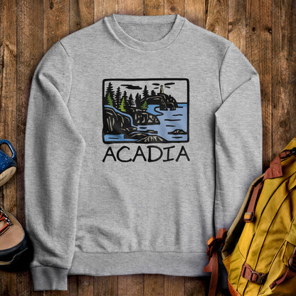 Acadia National Park Crewneck Sweatshirt Sport Grey Adventure and Outdoors Themed Sweatshirt