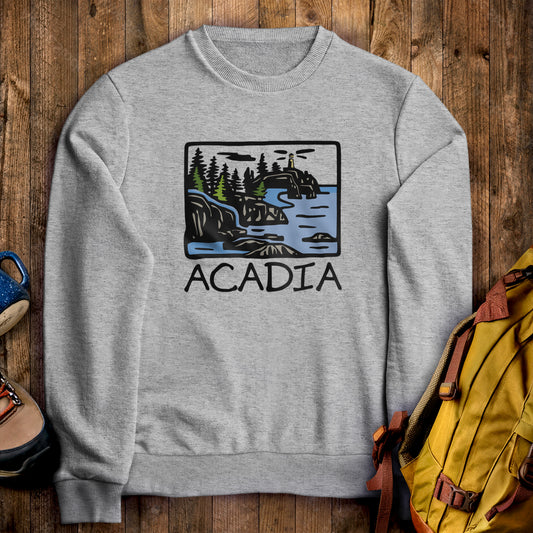 Acadia National Park Crewneck Sweatshirt Sport Grey Adventure and Outdoors Themed Sweatshirt