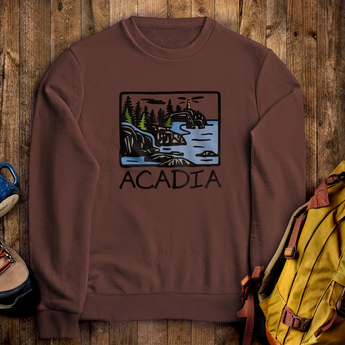 Acadia National Park Crewneck Sweatshirt Cocoa Adventure and Outdoors Themed Sweatshirt