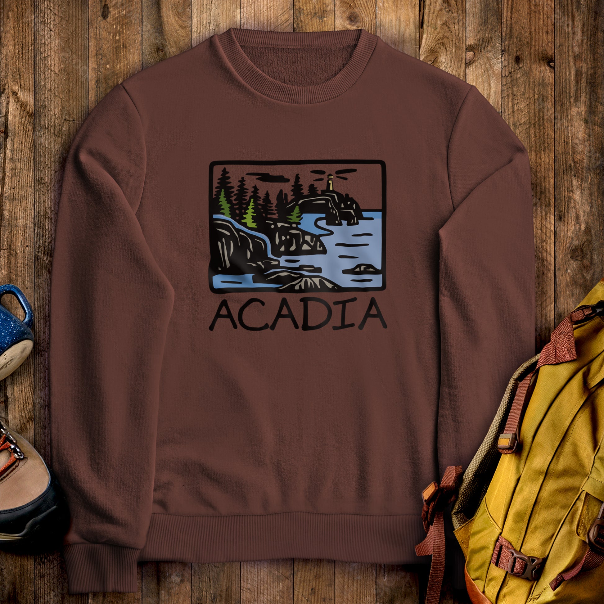 Acadia National Park Crewneck Sweatshirt Cocoa Adventure and Outdoors Themed Sweatshirt