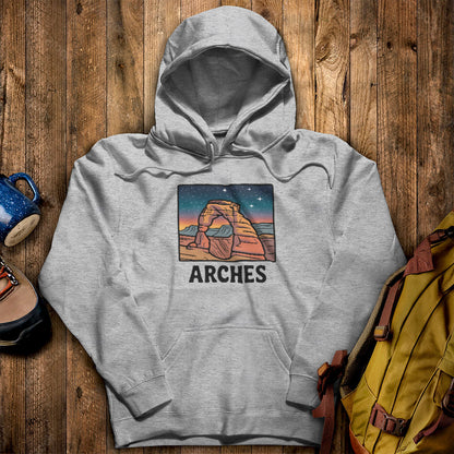 Arches at Night Hoodie Sport Grey Adventure and Outdoors Themed Hoodie