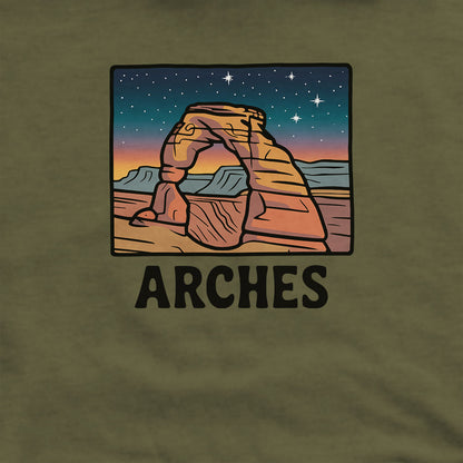Arches at Night Hoodie Adventure and Outdoors Themed Hoodie