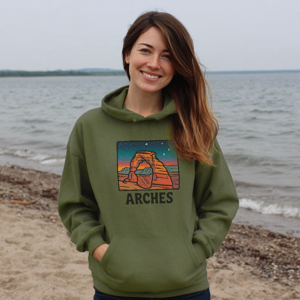 Arches at Night Hoodie Adventure and Outdoors Themed Hoodie