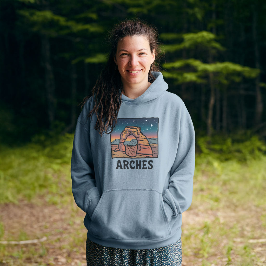 Arches at Night Hoodie Adventure and Outdoors Themed Hoodie