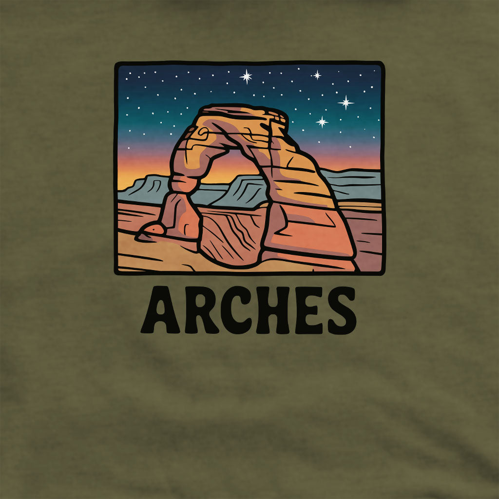 Arches at Night Crewneck Sweatshirt Adventure and Outdoors Themed Sweatshirt