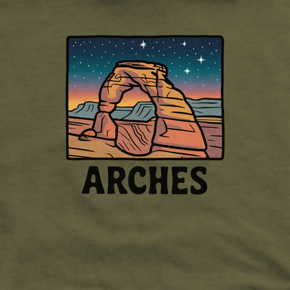Arches at Night Crewneck Sweatshirt Adventure and Outdoors Themed Sweatshirt
