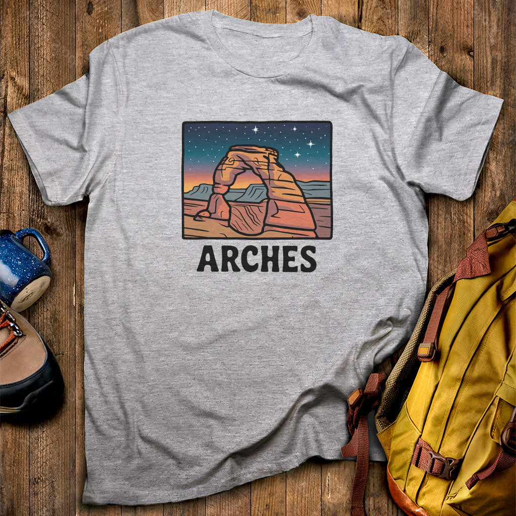 Arches at Night T-Shirt Sport Grey Adventure and Outdoors Themed T-Shirt