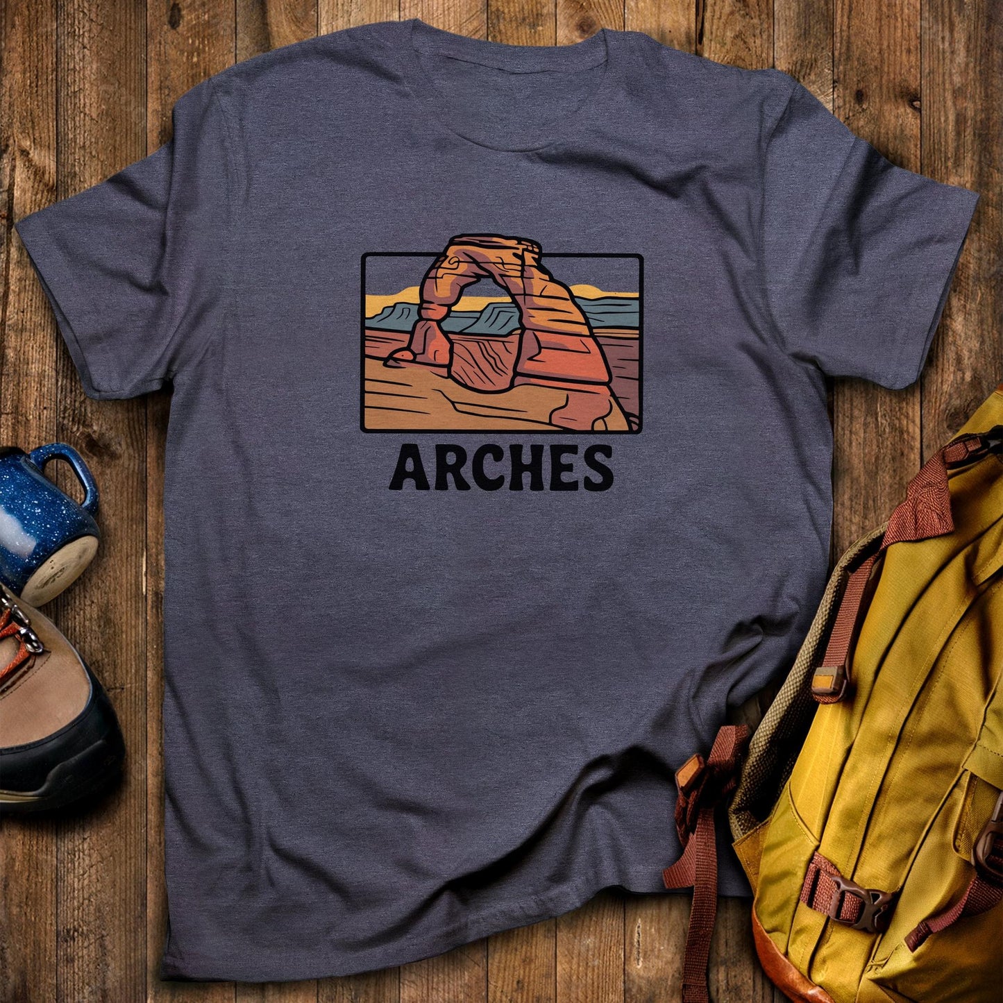 Arches National Park T-Shirt Heather Navy Adventure and Outdoors Themed T-Shirt