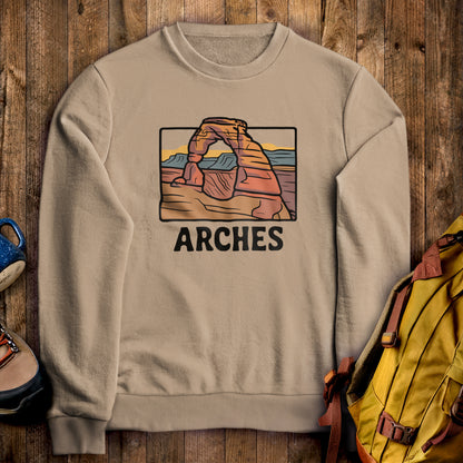 Arches National Park Crewneck Sweatshirt Sand Adventure and Outdoors Themed Sweatshirt