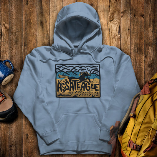 Assateague Island Hoodie Stone Blue Adventure and Outdoors Themed Hoodie