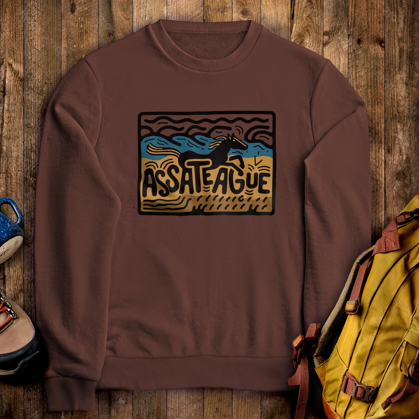 Assateague Island Crewneck Sweatshirt Cocoa Adventure and Outdoors Themed Sweatshirt