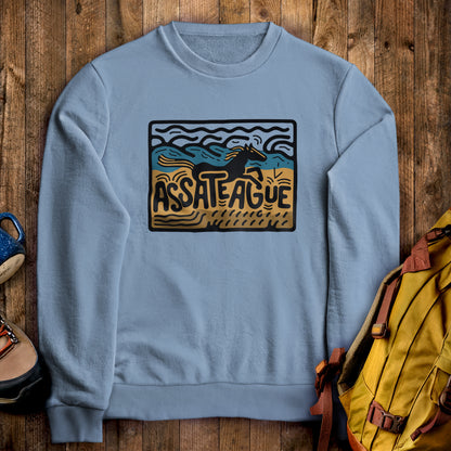Assateague Island Crewneck Sweatshirt Stone Blue Adventure and Outdoors Themed Sweatshirt