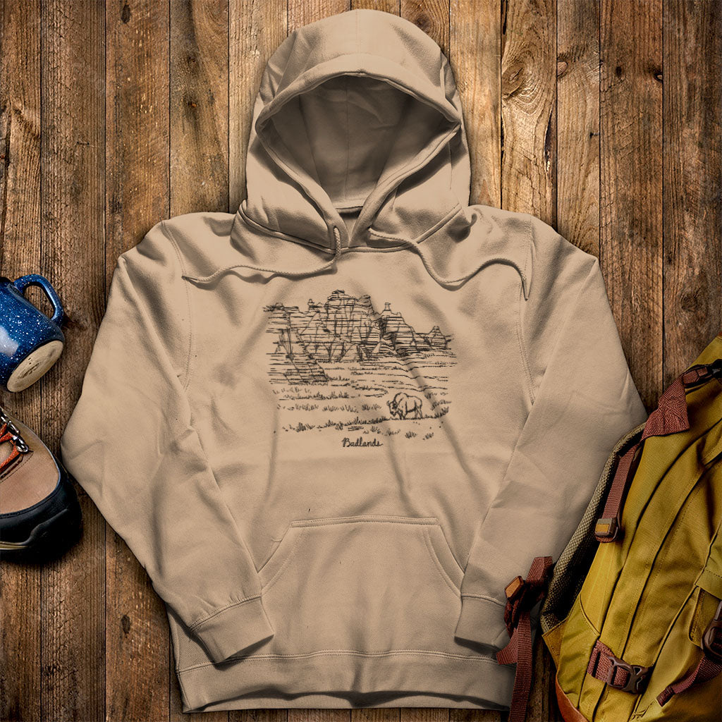 Badlands Line Drawing Hoodie