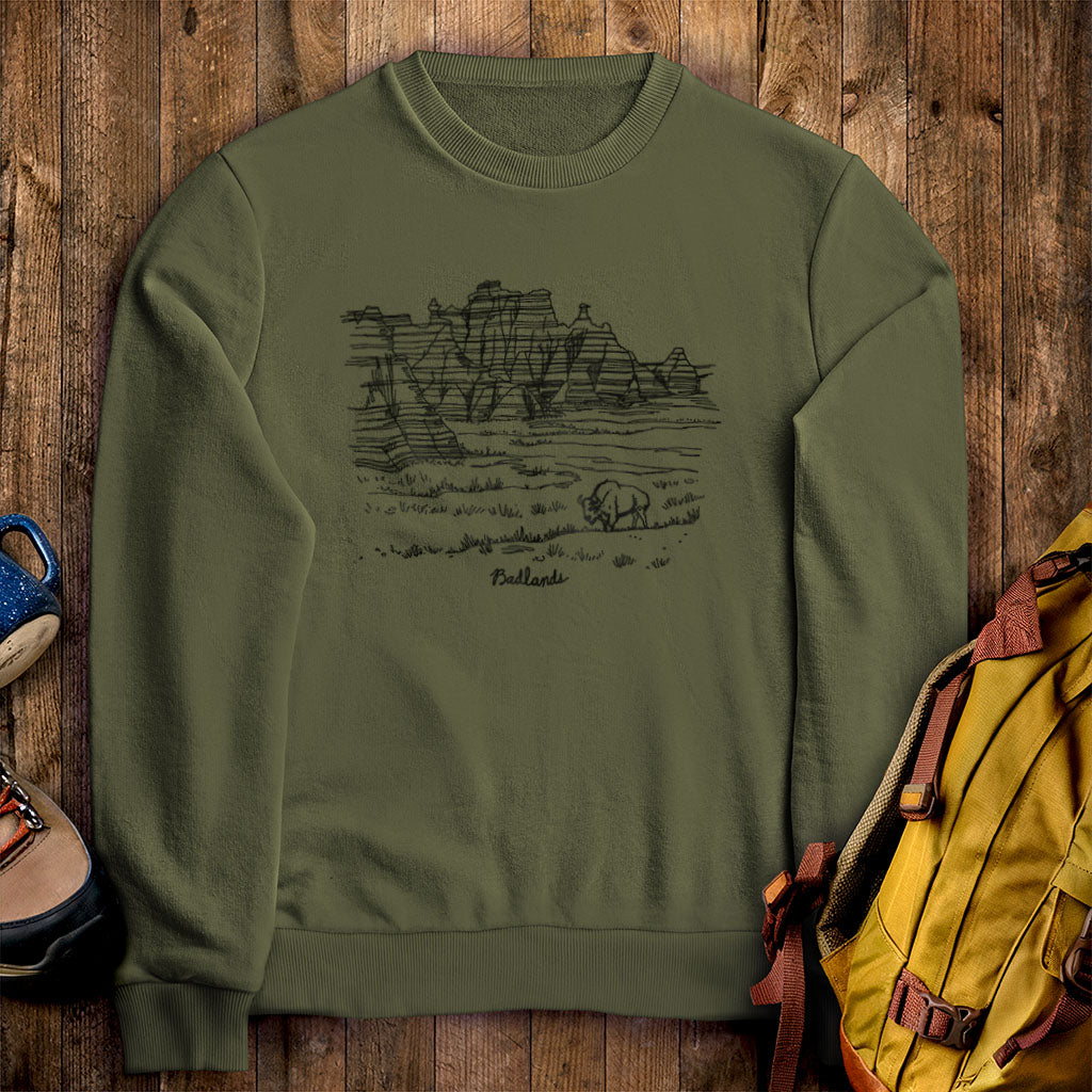 Badlands Line Drawing Crewneck Sweatshirt