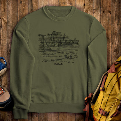 Badlands Line Drawing Crewneck Sweatshirt