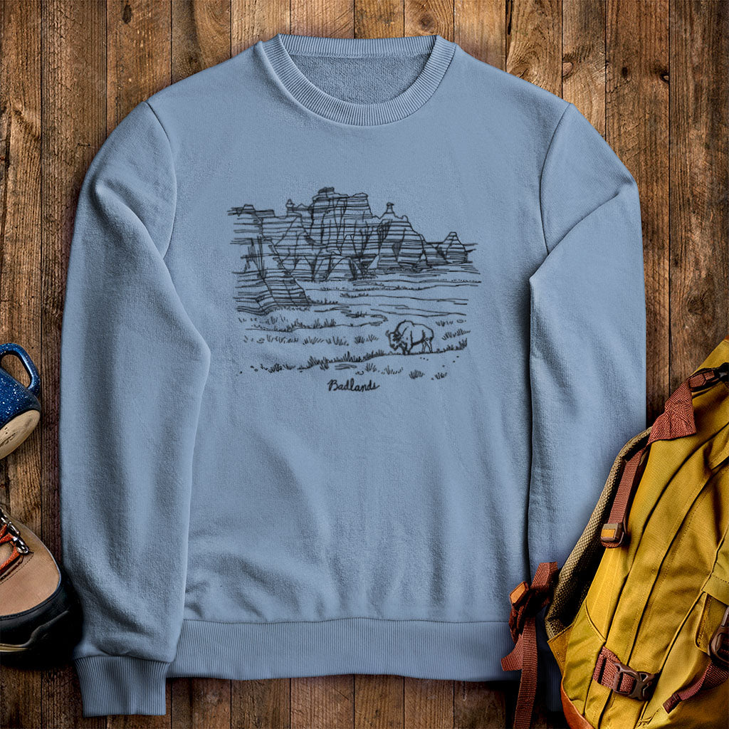 Badlands Line Drawing Crewneck Sweatshirt
