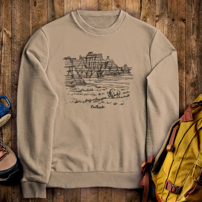 Badlands Line Drawing Crewneck Sweatshirt
