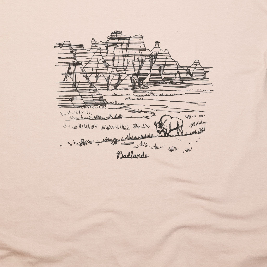 Badlands Line Drawing T-Shirt
