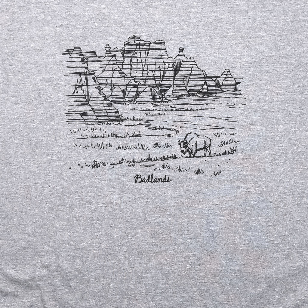 Badlands Line Drawing T-Shirt