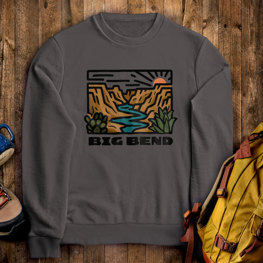 Big Bend National Park Crewneck Sweatshirt Charcoal Adventure and Outdoors Themed Sweatshirt