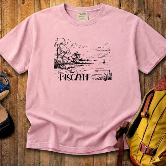Biscayne National Park Line Drawing Cotton T-Shirt