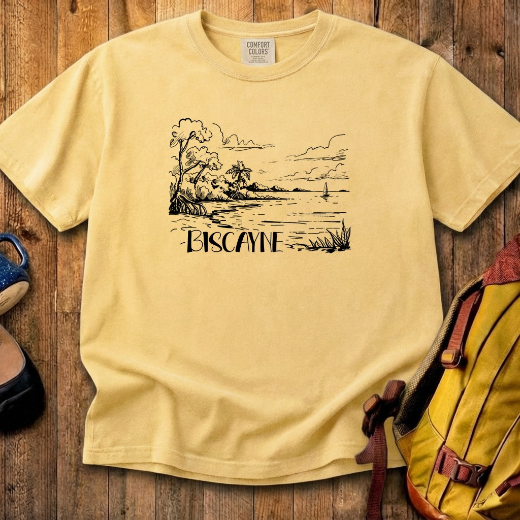 Biscayne National Park Line Drawing Cotton T-Shirt