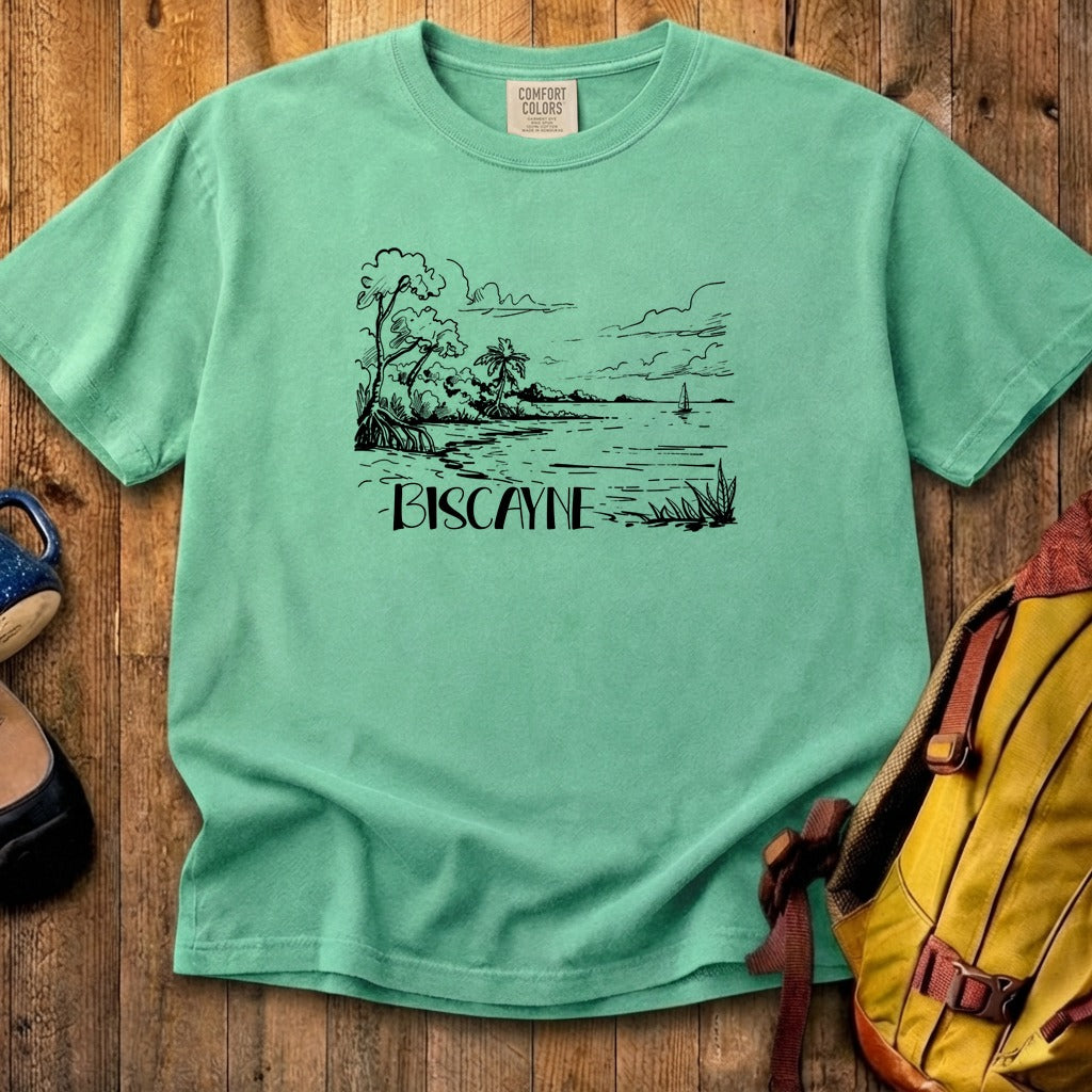 Biscayne National Park Line Drawing Cotton T-Shirt