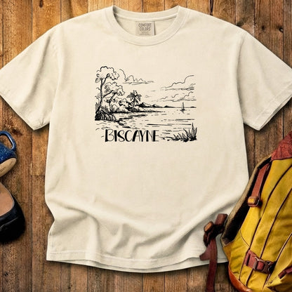 Biscayne National Park Line Drawing Cotton T-Shirt