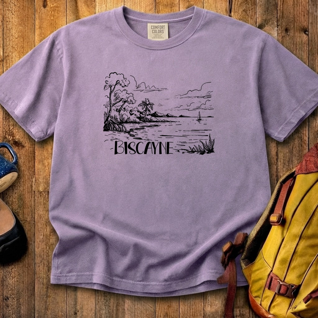 Biscayne National Park Line Drawing Cotton T-Shirt
