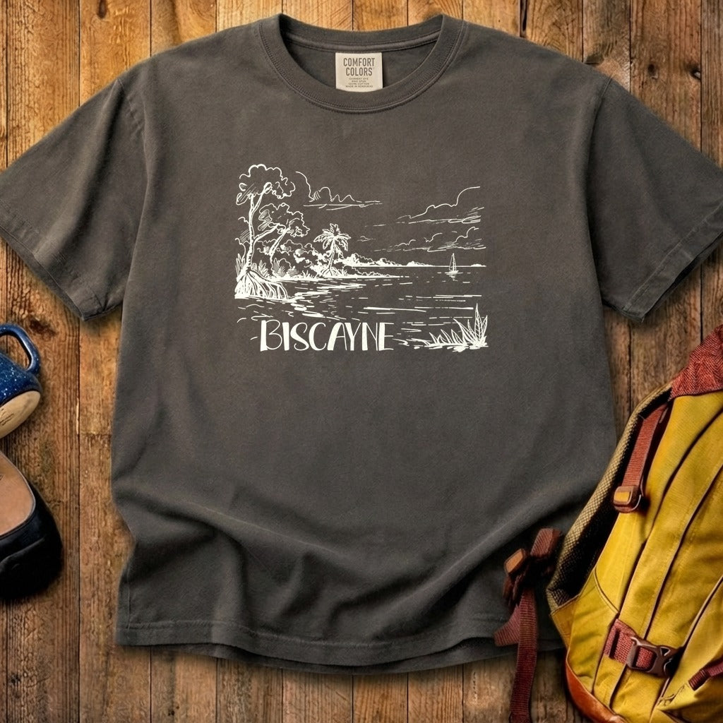 Biscayne National Park Line Drawing Cotton T-Shirt