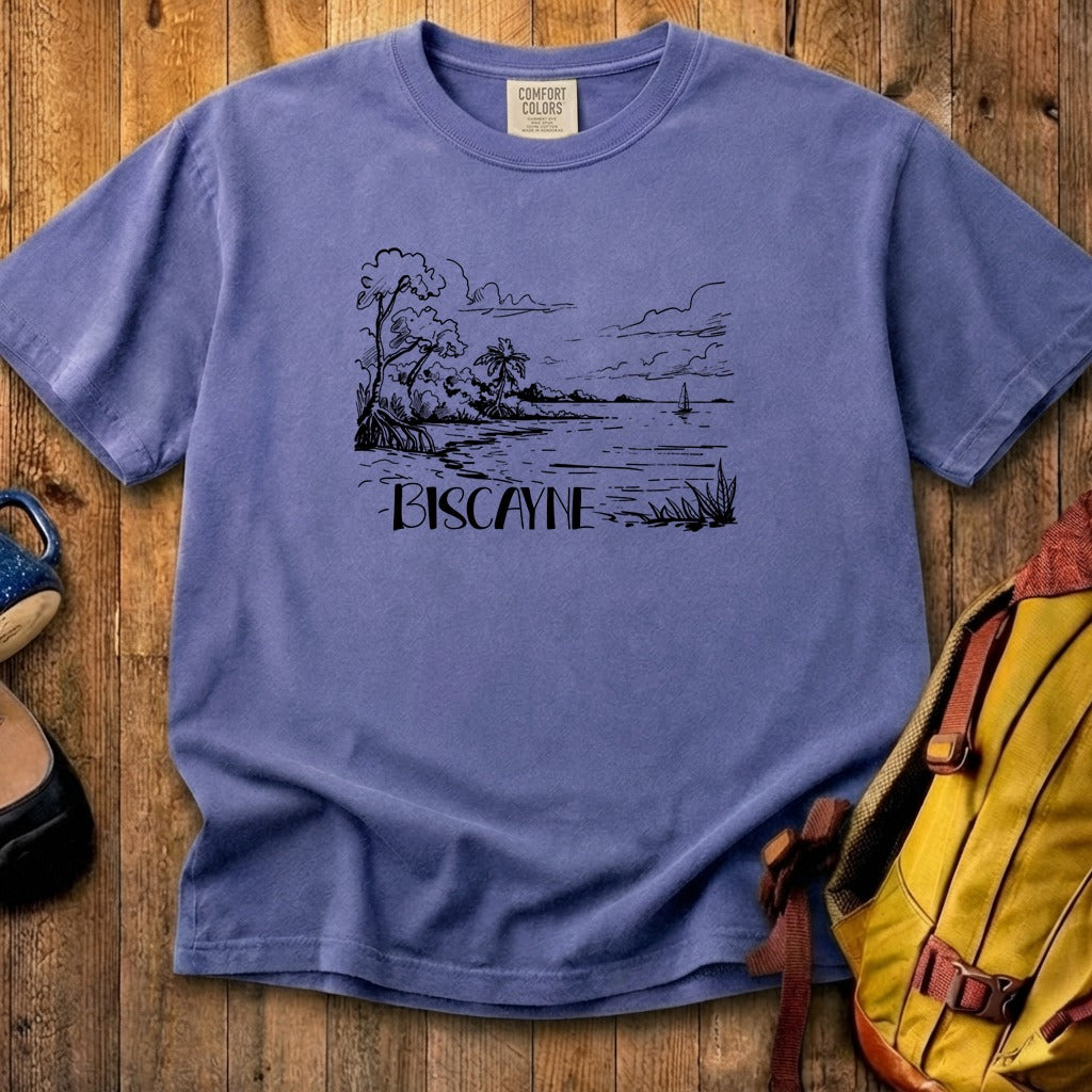 Biscayne National Park Line Drawing Cotton T-Shirt