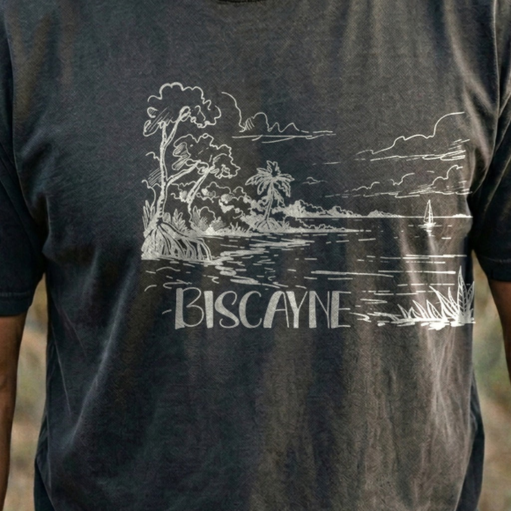 Biscayne National Park Line Drawing Cotton T-Shirt