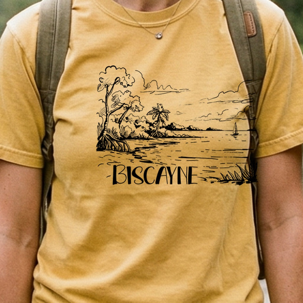 Biscayne National Park Line Drawing Cotton T-Shirt