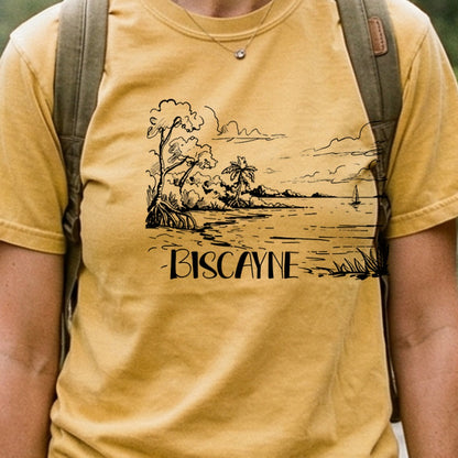 Biscayne National Park Line Drawing Cotton T-Shirt