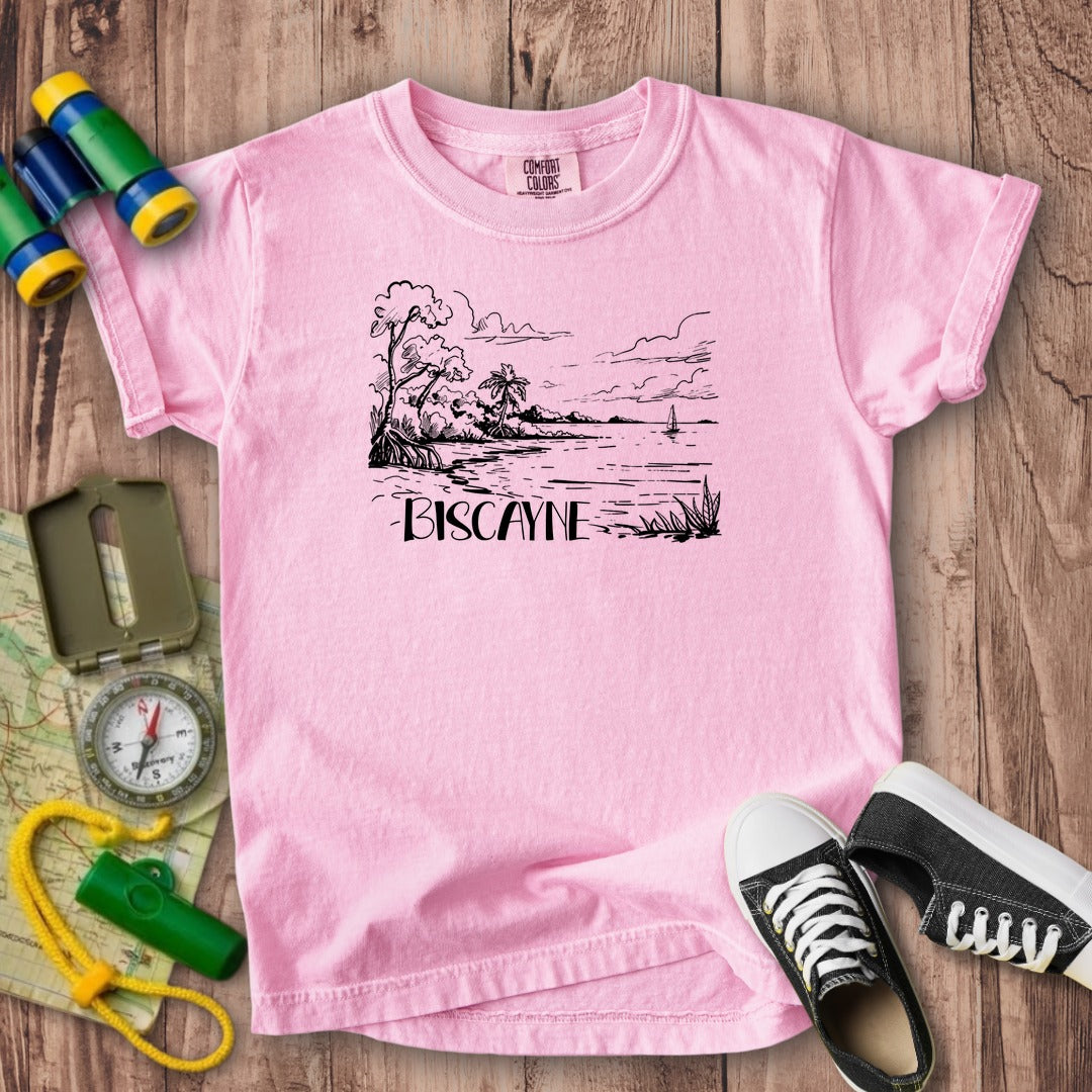 Biscayne National Park Line Drawing Kids Cotton T-Shirt