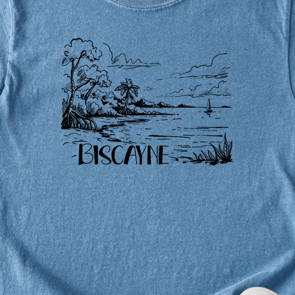 Biscayne National Park Line Drawing Kids Cotton T-Shirt