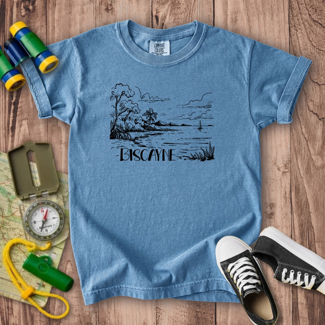 Biscayne National Park Line Drawing Kids Cotton T-Shirt