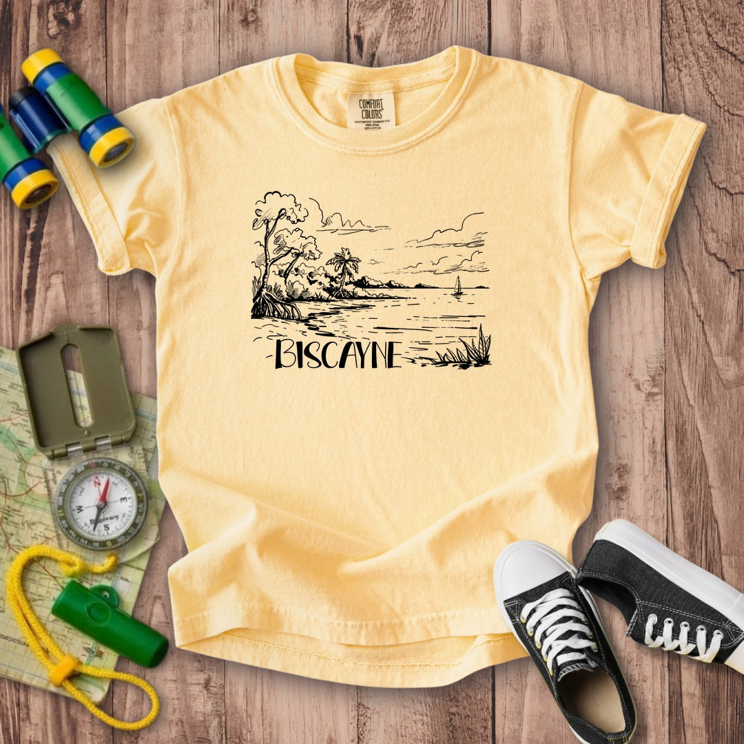 Biscayne National Park Line Drawing Kids Cotton T-Shirt
