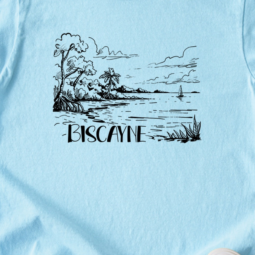 Biscayne National Park Line Drawing Kids Cotton T-Shirt