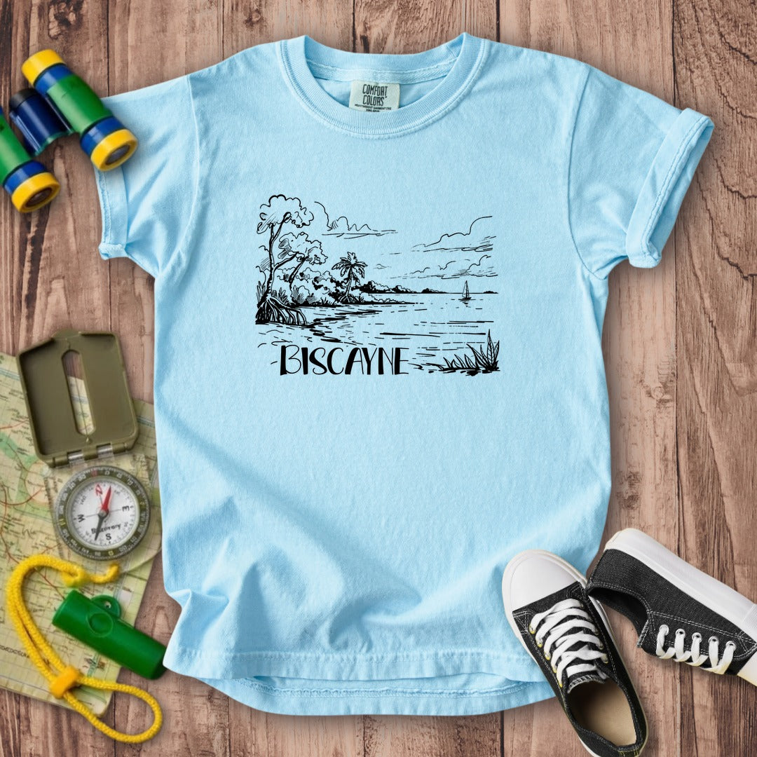 Biscayne National Park Line Drawing Kids Cotton T-Shirt