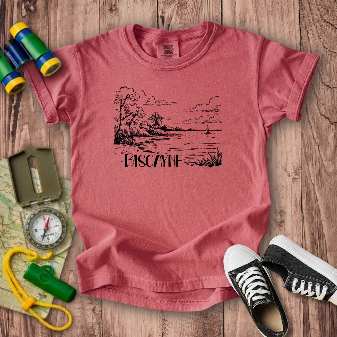 Biscayne National Park Line Drawing Kids Cotton T-Shirt