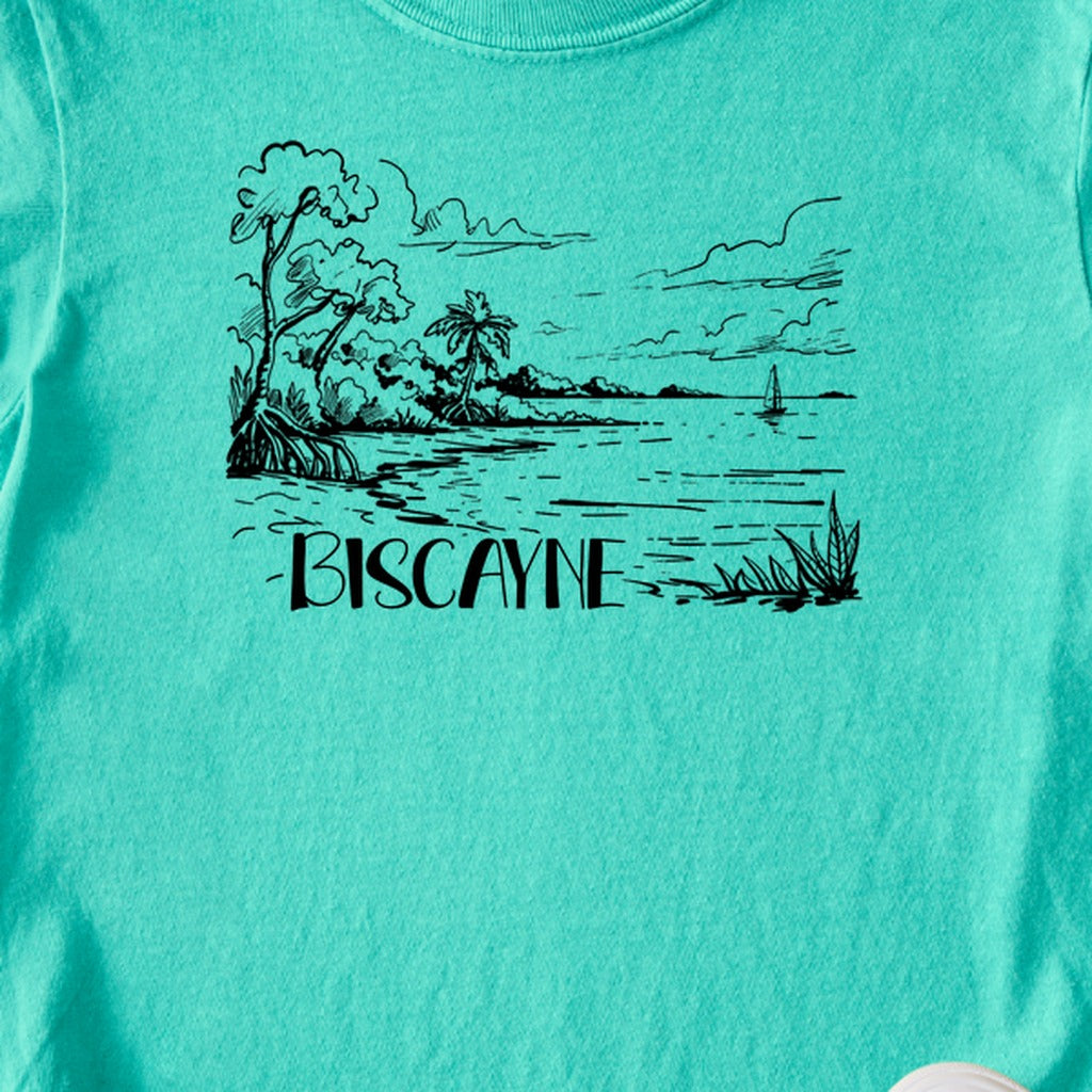 Biscayne National Park Line Drawing Kids Cotton T-Shirt