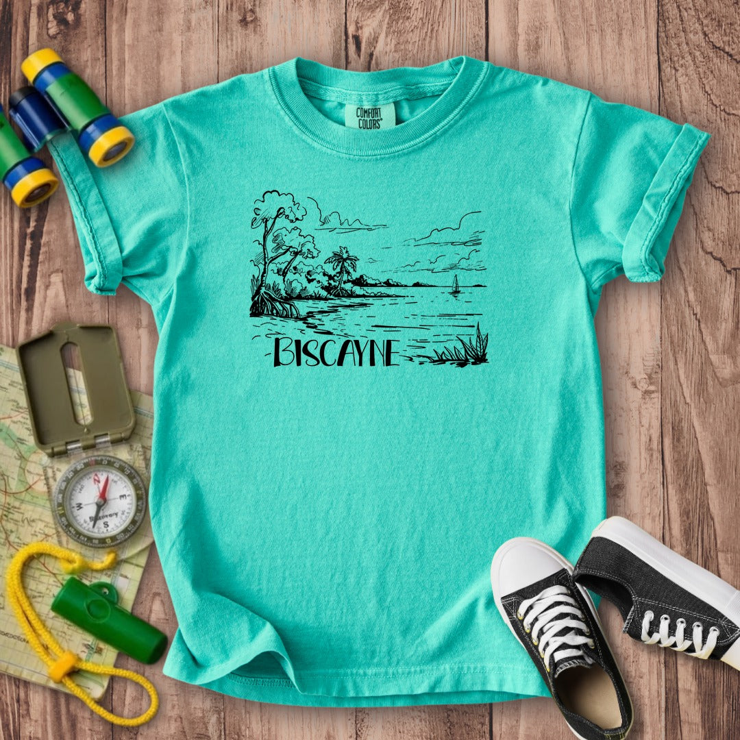 Biscayne National Park Line Drawing Kids Cotton T-Shirt