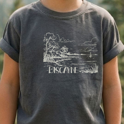 Biscayne National Park Line Drawing Kids Cotton T-Shirt