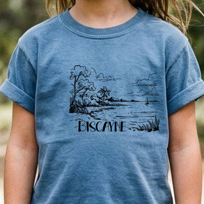 Biscayne National Park Line Drawing Kids Cotton T-Shirt