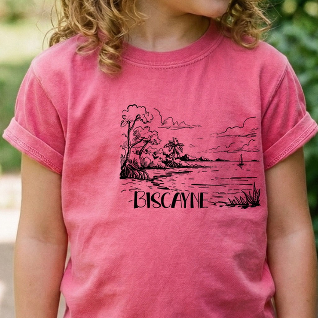 Biscayne National Park Line Drawing Kids Cotton T-Shirt